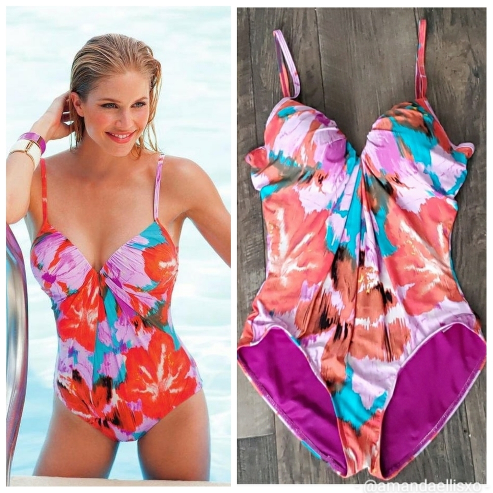 Spanx One-Piece Push Up Floral Print Monokini